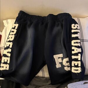 Navy Blue Graphic Shorts